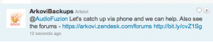 arkovi_supportresponse_twitter @arkovibackups online support response via Twitter