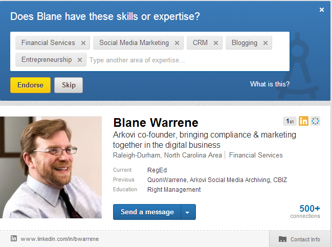 Blane LinkedIn Screenshot